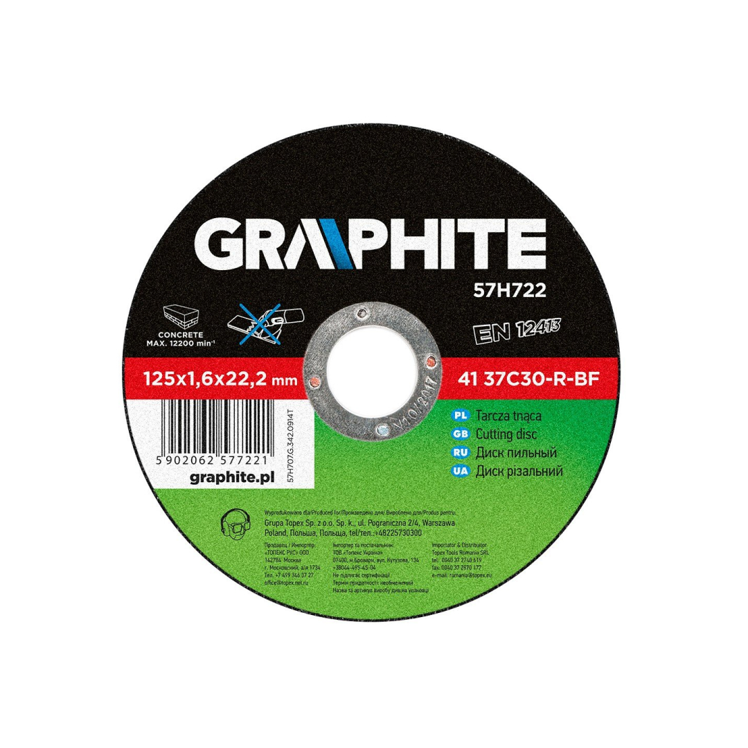 Akmens pjovimo diskas 125 x 1,6 x 22 mm 41 37C30-R Akmens pjovimo diskas 125 x 1,6 x 22 mm 41 37C30-R