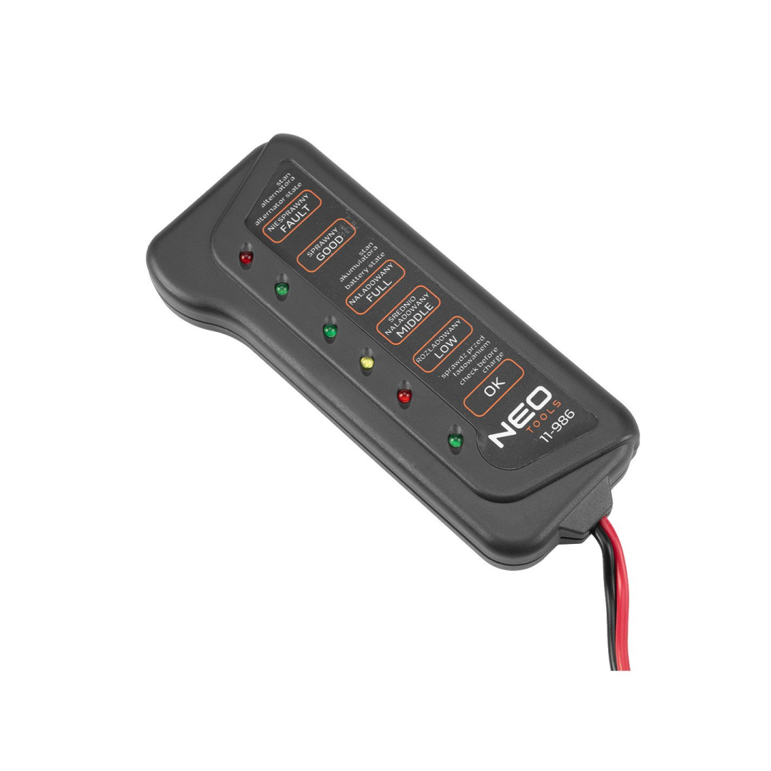 Akumuliatoriaus įkrovos ir įkrovimo testeris 12 V - skaitmeninis LED 1