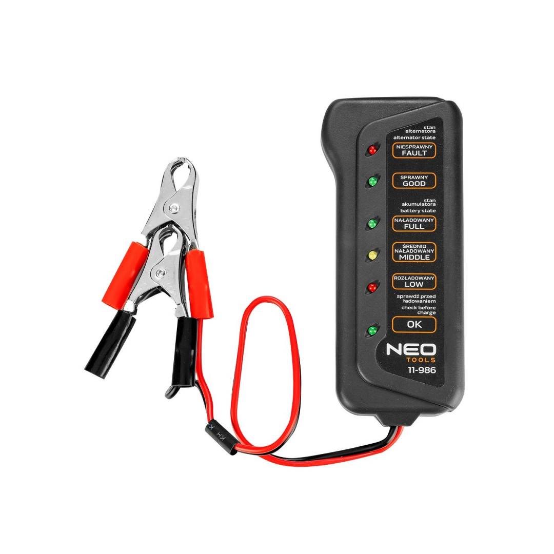 Akumuliatoriaus įkrovos ir įkrovimo testeris 12 V - skaitmeninis LED Akumuliatoriaus įkrovos ir įkrovimo testeris 12 V - skaitmeninis LED