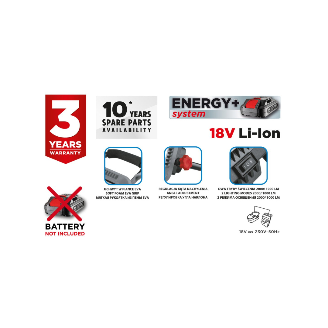 Akumuliatorinė LED lempa GRAPHITE Energy+ 18V Li-lon, be akumuliatoriaus 7