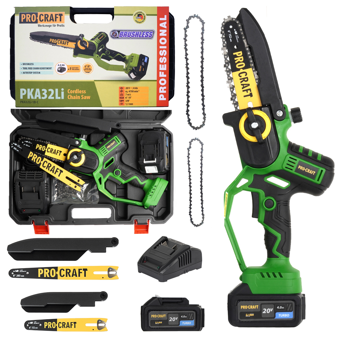 Akumuliatorinis genėjimo pjūklas ProCraft PKA32Li, 20 V, 1x4,0Ah Akumuliatorinis genėjimo pjūklas ProCraft PKA32Li, 20 V, 1x4,0Ah