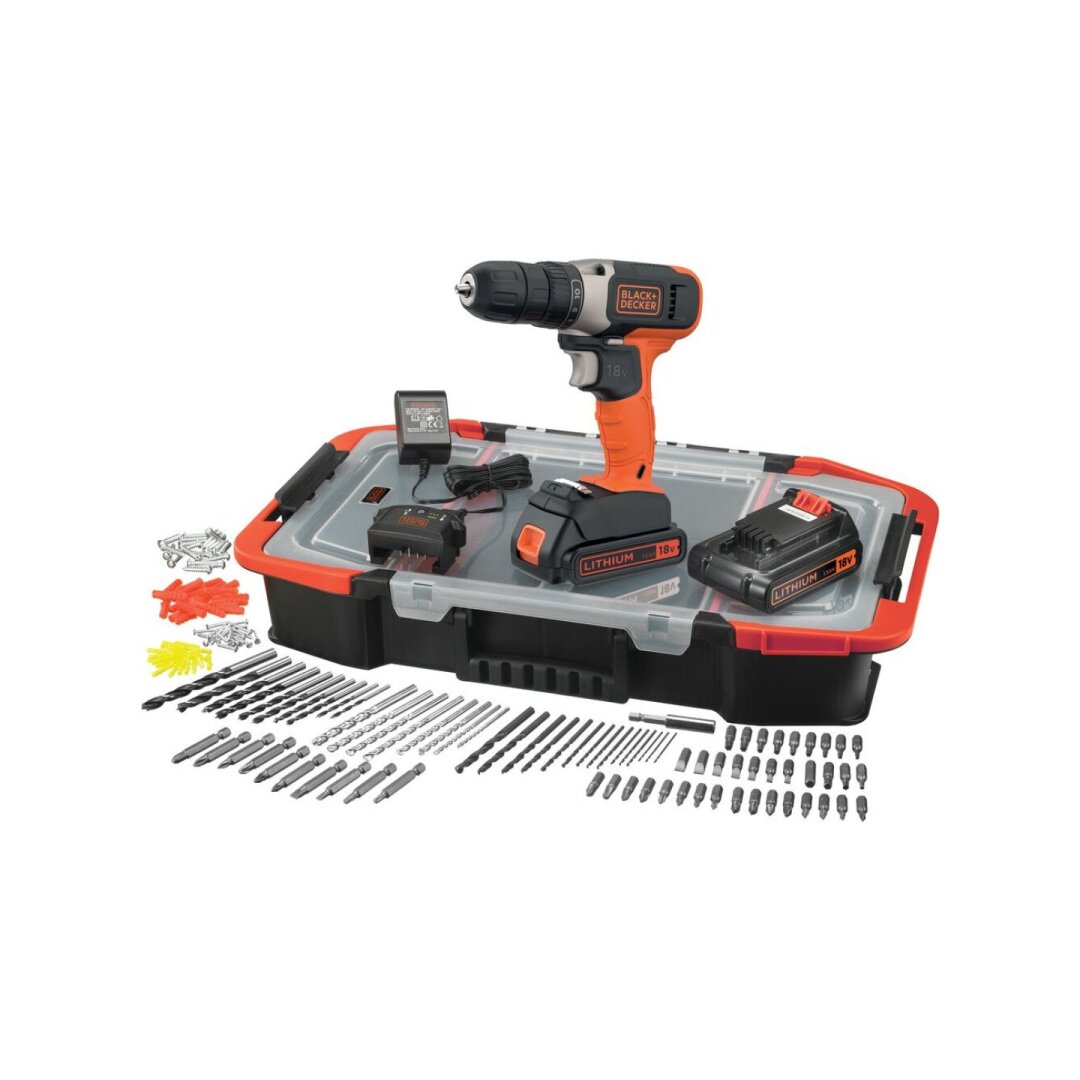Akumuliatorinis Gręžtuvas - Suktuvas, 18V BCD001BAST-QW, 2 X 1,5 AH, Black&Decker Akumuliatorinis Gręžtuvas - Suktuvas, 18V BCD001BAST-QW, 2 X 1,5 AH, Black&Decker