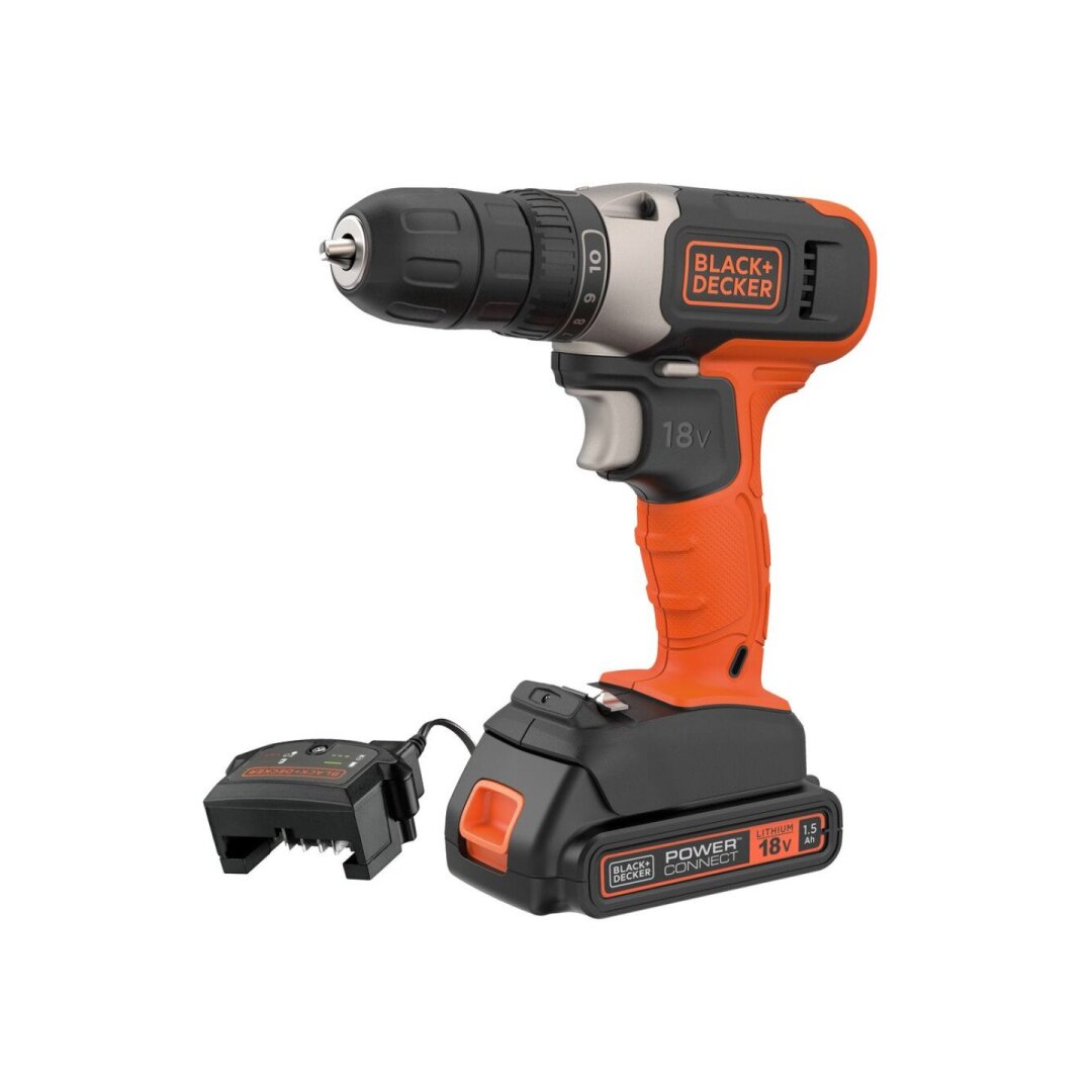 Akumuliatorinis Gręžtuvas - Suktuvas, 18V BCD001C1-QW, 1 X 1,5 AH, Black&Decker