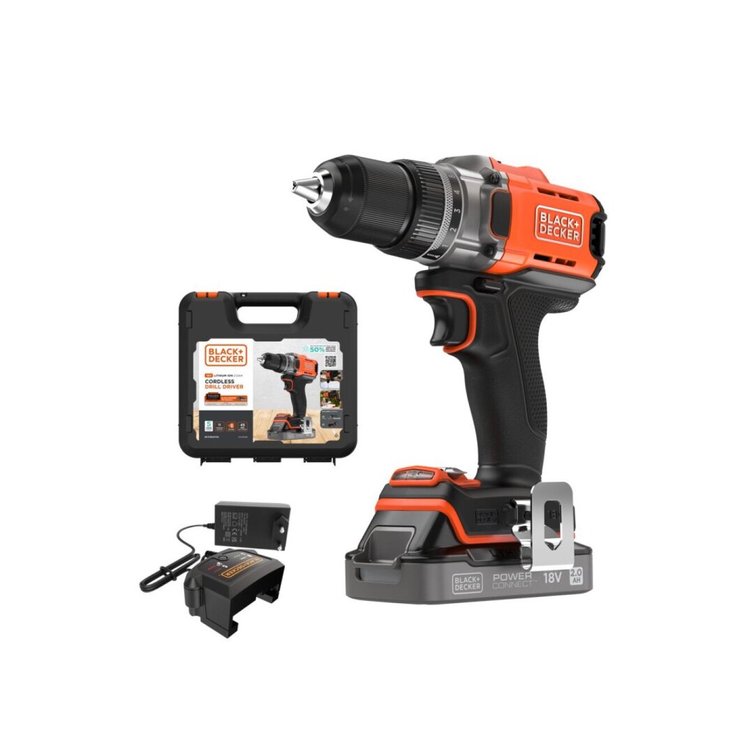 Akumuliatorinis Gręžtuvas - Suktuvas, 18V BCD382D1XK-QW, 1 X 2 AH, Black&Decker