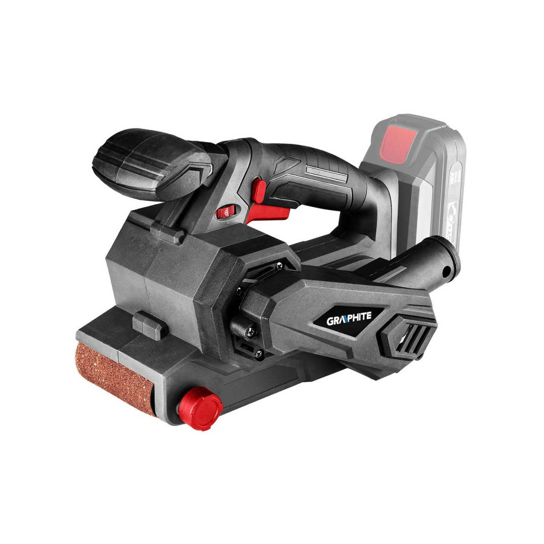 Akumuliatorinis juostinis šlifuoklis GRAPHITE 58GE136, 18V E+ 120-350/min Akumuliatorinis juostinis šlifuoklis GRAPHITE 58GE136, 18V E+ 120-350/min