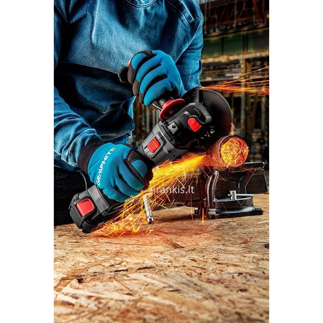 Akumuliatorinis kampinis šlifuoklis Graphite 58G026, bešepetėlis, 18V, 125mm 1 Akumuliatorinis kampinis šlifuoklis Graphite 58G026, bešepetėlis, 18V, 125mm 1