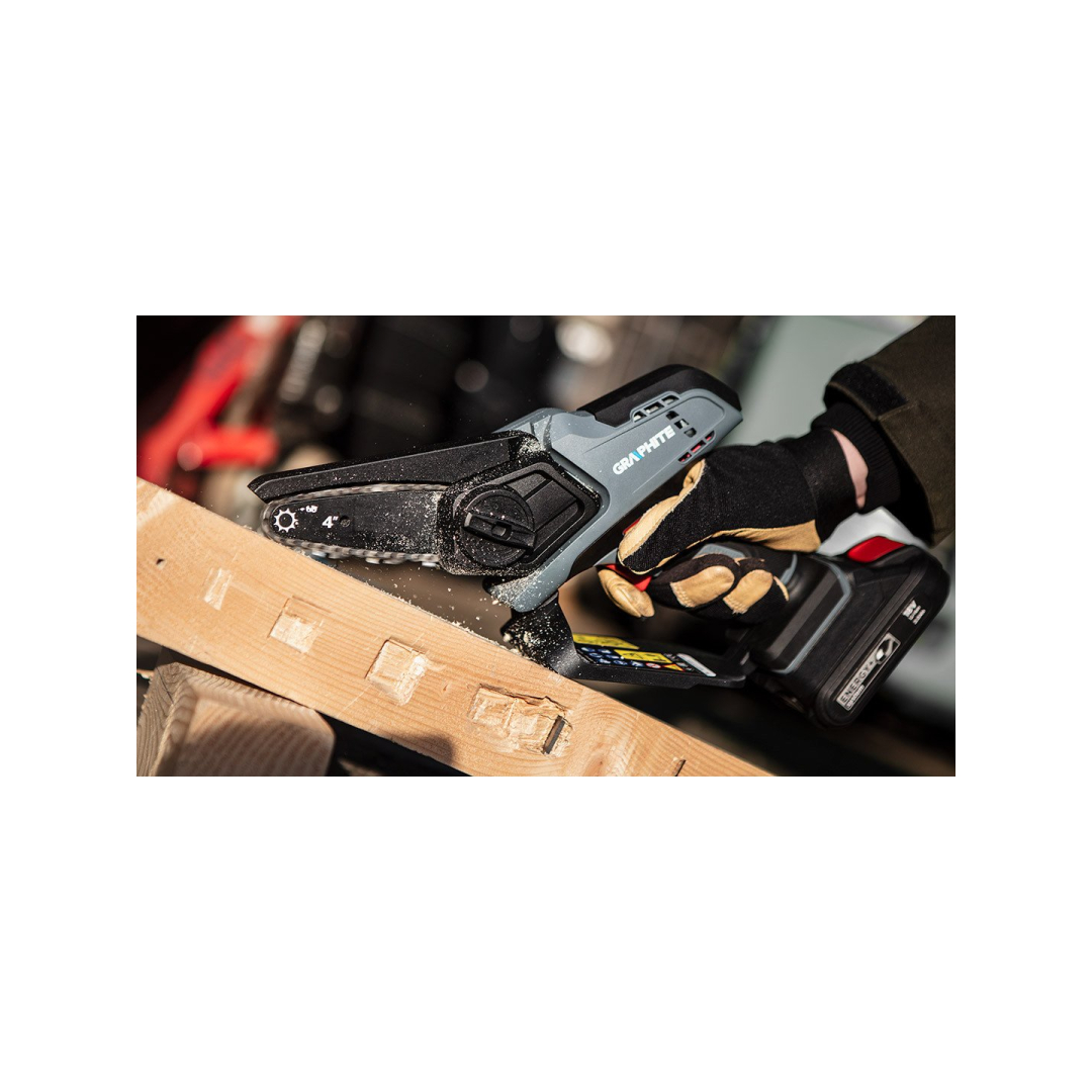 Akumuliatorinis mini grandininis pjūklas GRAPHITE 58GE116 Energy+ 18V Li-lon 4