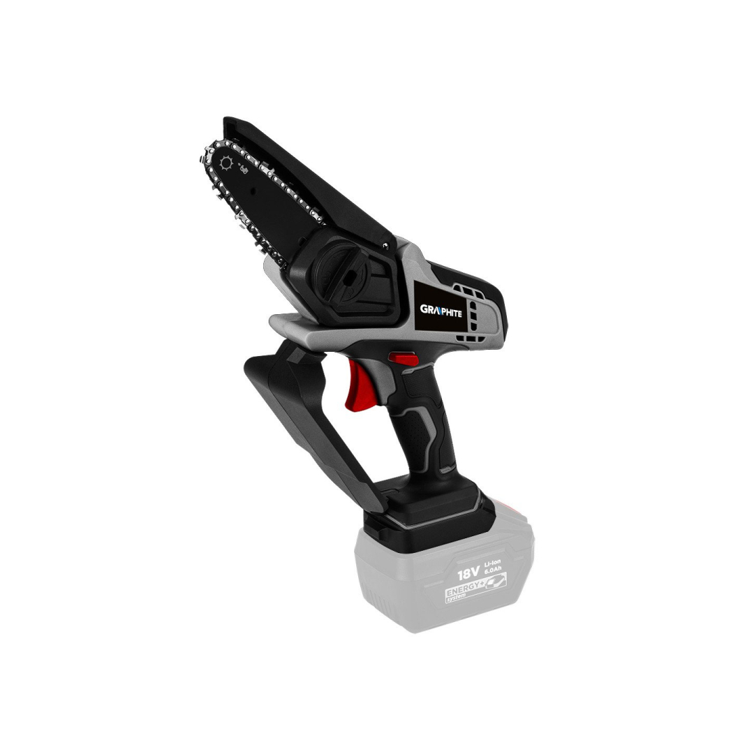 Akumuliatorinis mini grandininis pjūklas GRAPHITE 58GE116 Energy+ 18V Li-lon Akumuliatorinis mini grandininis pjūklas GRAPHITE 58GE116 Energy+ 18V Li-lon