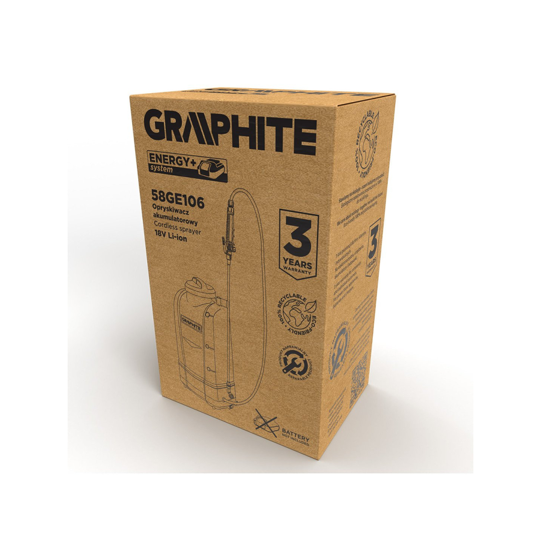 Akumuliatorinis purkštuvas GRAPHITE 58GE106, 18V 1 Akumuliatorinis purkštuvas GRAPHITE 58GE106, 18V 1