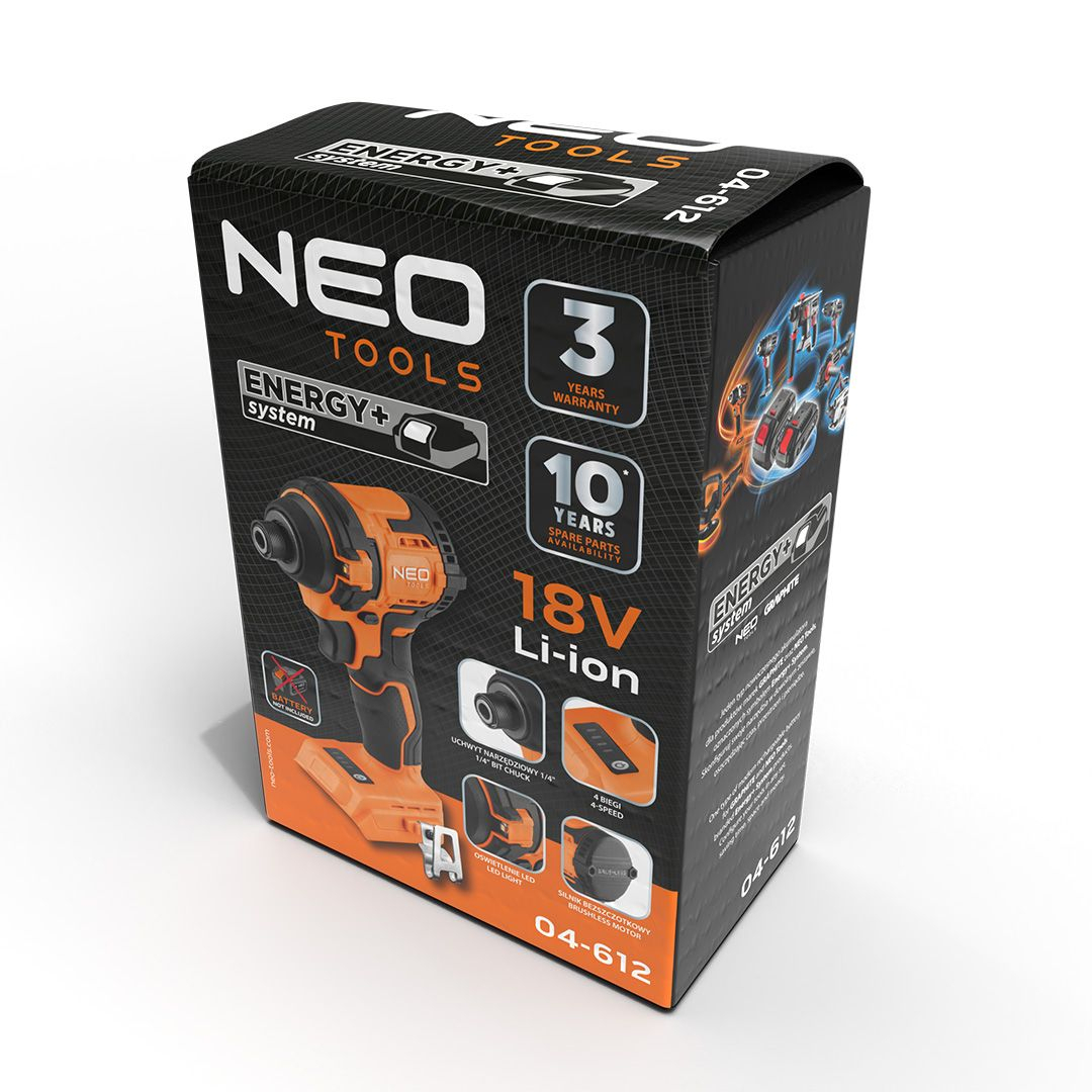 Akumuliatorinis smūginis suktuvas Neo Tools 04-612, 18V, 300Nm (be akum. ir krov.) 6 Akumuliatorinis smūginis suktuvas Neo Tools 04-612, 18V, 300Nm (be akum. ir krov.) 6