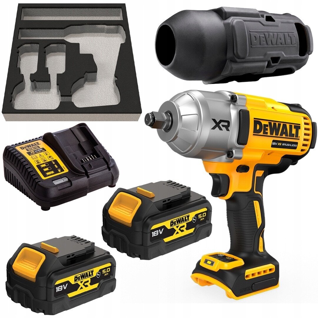 Akumuliatorinis smūginis veržliasukis DeWalt DCF900P2G-QW, 18 V, 2x5.0 Ah Akumuliatorinis smūginis veržliasukis DeWalt DCF900P2G-QW, 18 V, 2x5.0 Ah