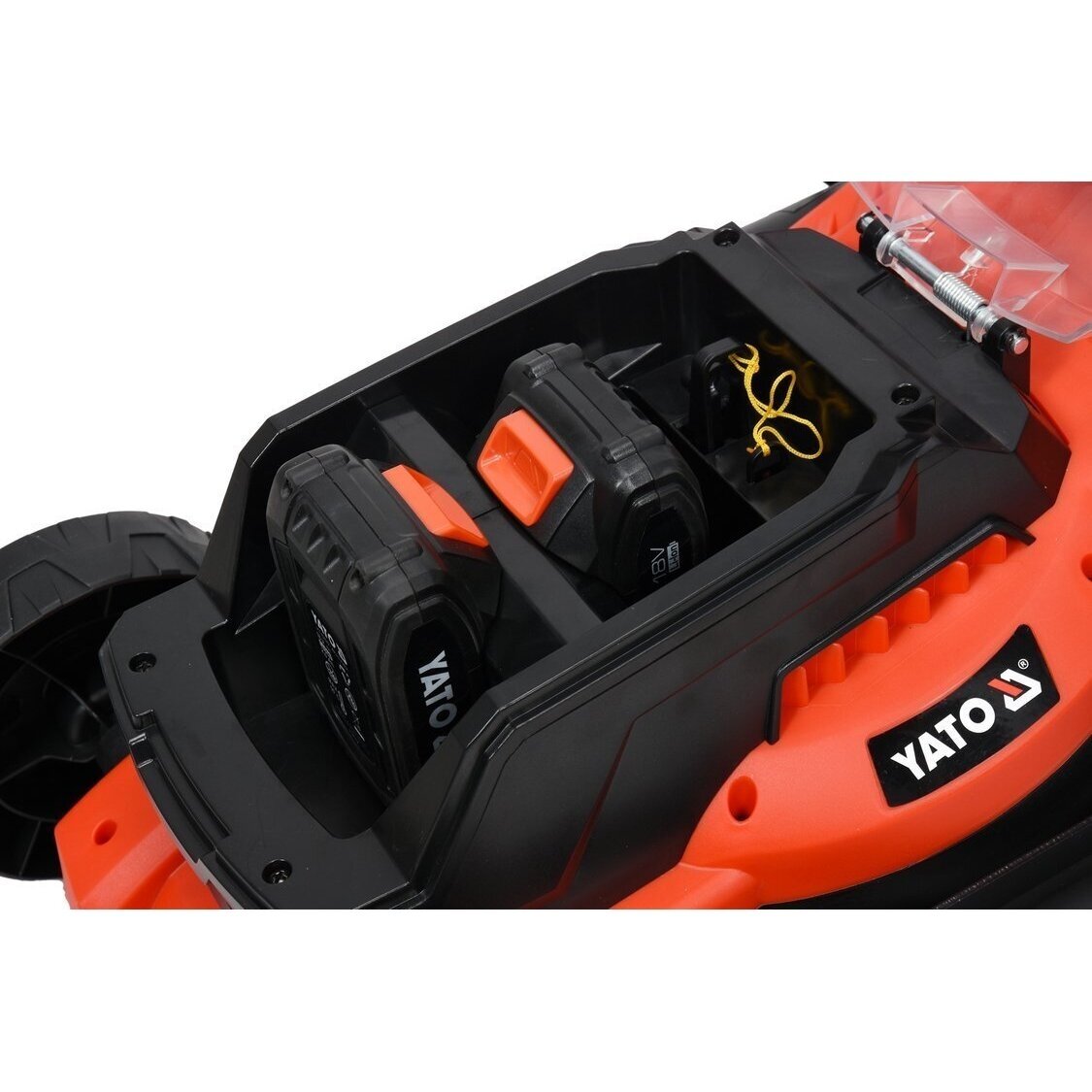 Akumuliatorinė žoliapjovė Yato, 2x18V, 2 x 2,0AH 2 Akumuliatorinė žoliapjovė Yato, 2x18V, 2 x 2,0AH 2