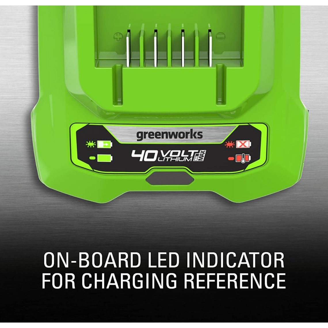 Akumuliatoriaus ir kroviklio komplektas Greenworks GSK40B4, 40 V, 4,0 Ah 4 Akumuliatoriaus ir kroviklio komplektas Greenworks GSK40B4, 40 V, 4,0 Ah 4