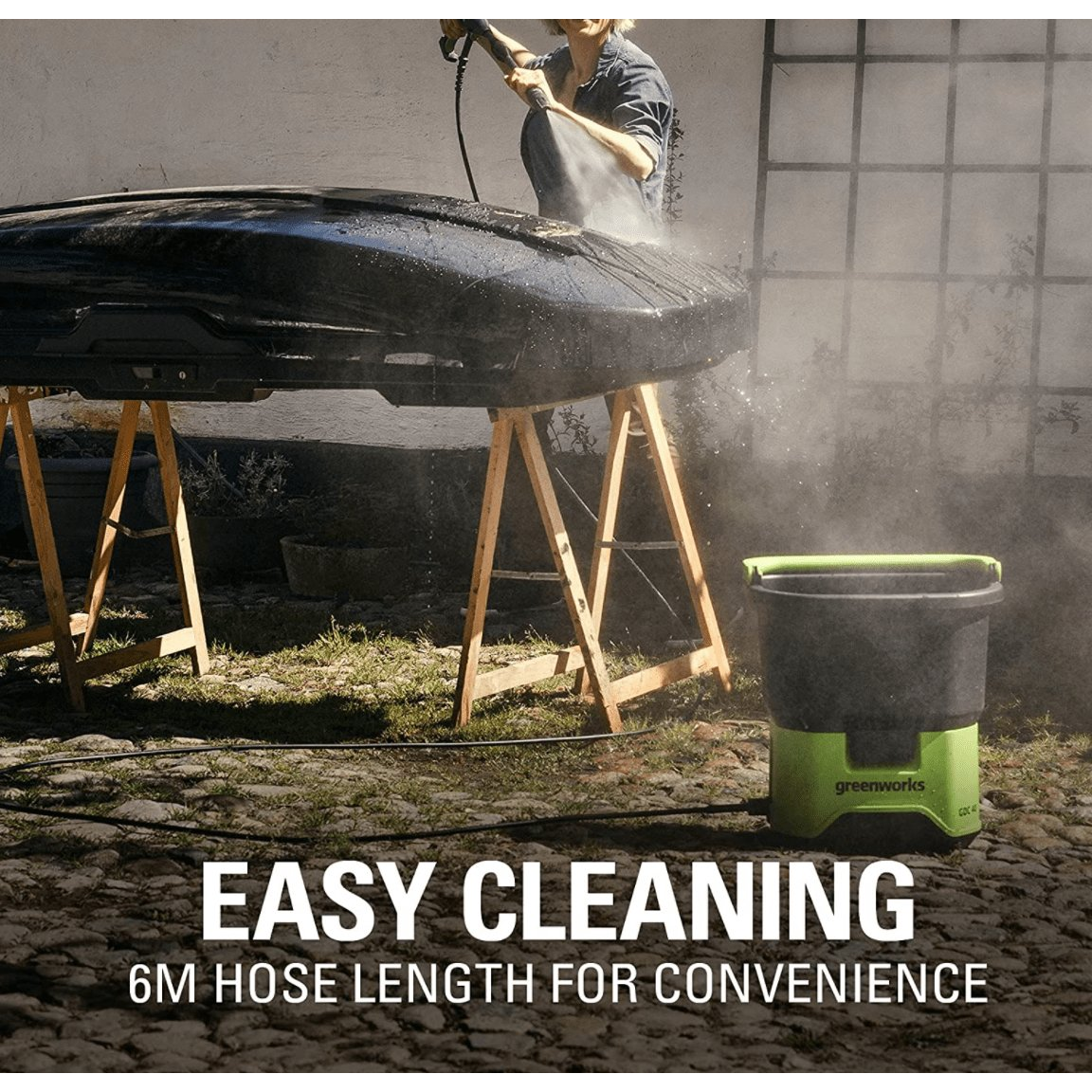 Akumuliatorinė aukšto slėgio plovykla Greenworks GDC60, 60 V, ( be akum. ir krov.) 4 Akumuliatorinė aukšto slėgio plovykla Greenworks GDC60, 60 V, ( be akum. ir krov.) 4