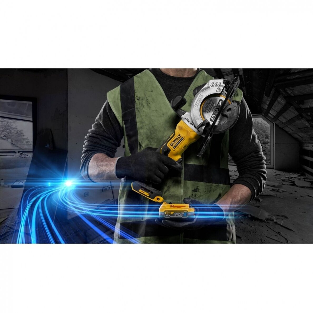 Akum. diskinis daugiafunkcinis pjūklas DeWalt DCS571E1T-XJ, 18V, 1x1.7Ah PowerStack 2 Akum. diskinis daugiafunkcinis pjūklas DeWalt DCS571E1T-XJ, 18V, 1x1.7Ah PowerStack 2