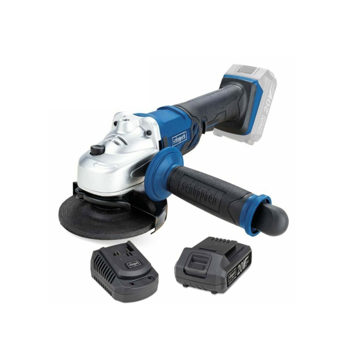 Akum. kampinis šlifuoklis CAG115-20ProS 1x2,0Ah, GEN1, Scheppach Akum. kampinis šlifuoklis CAG115-20ProS 1x2,0Ah, GEN1, Scheppach