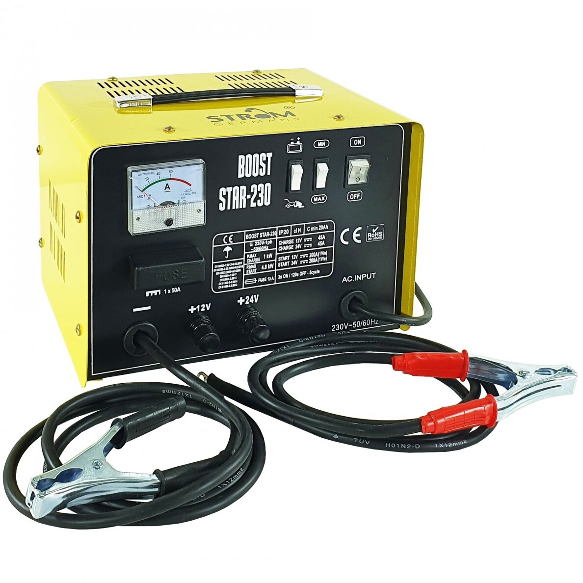 Akumuliatoriaus įkroviklis su paleidimo funkcija STROM 12/24V, 20-300 Ah Akumuliatoriaus įkroviklis su paleidimo funkcija STROM 12/24V, 20-300 Ah