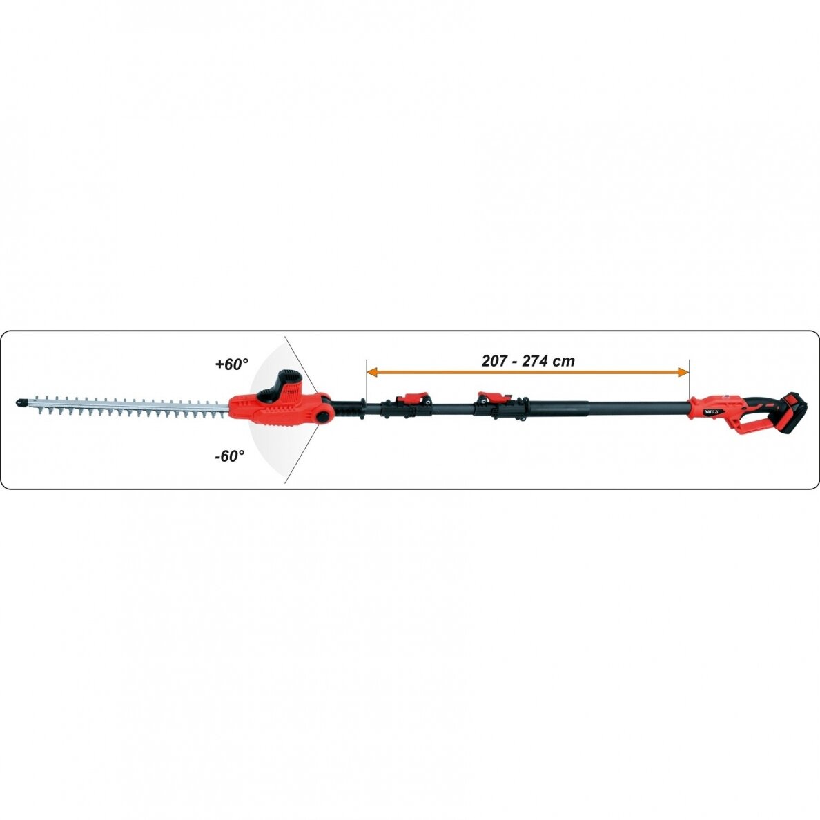Akumuliatorinė aukštapjovė - gyvatvorių žirklės Yato YT-82834, 1x2Ah, 18V 4