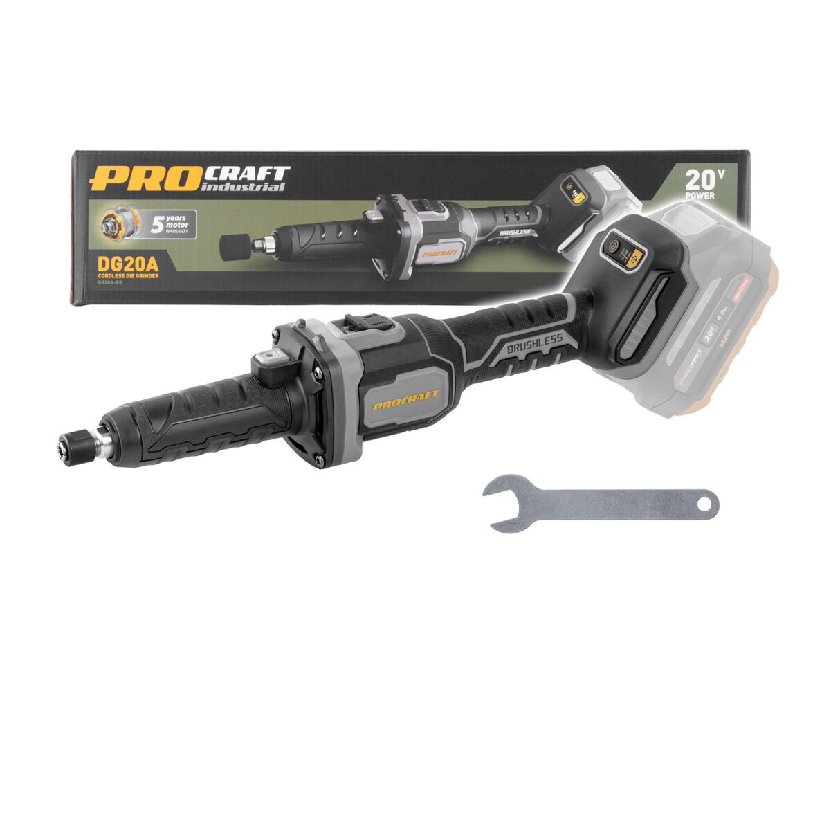 Akumuliatorinis tiesinis šlifuoklis ProCraft DG20A-BB, 20 V, (be akum. ir krov.) 1 Akumuliatorinis tiesinis šlifuoklis ProCraft DG20A-BB, 20 V, (be akum. ir krov.) 1