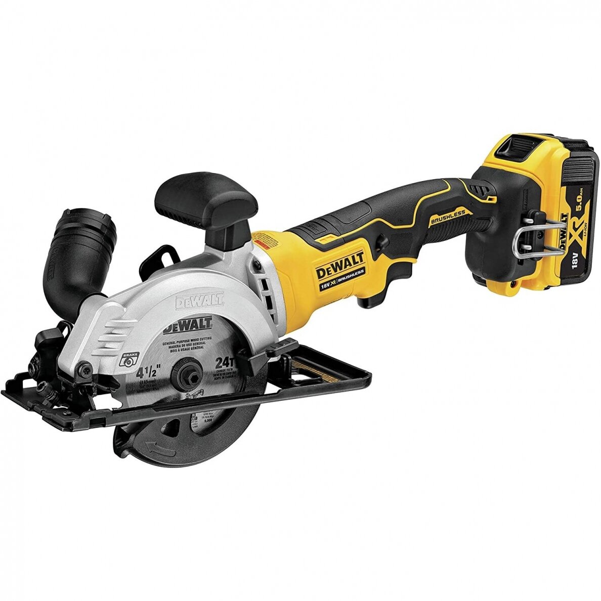 Akumuliatorinis diskinis pjūklas Dewalt DCS571P2-QW, 18 V, 2x5.0 Ah 1 Akumuliatorinis diskinis pjūklas Dewalt DCS571P2-QW, 18 V, 2x5.0 Ah 1