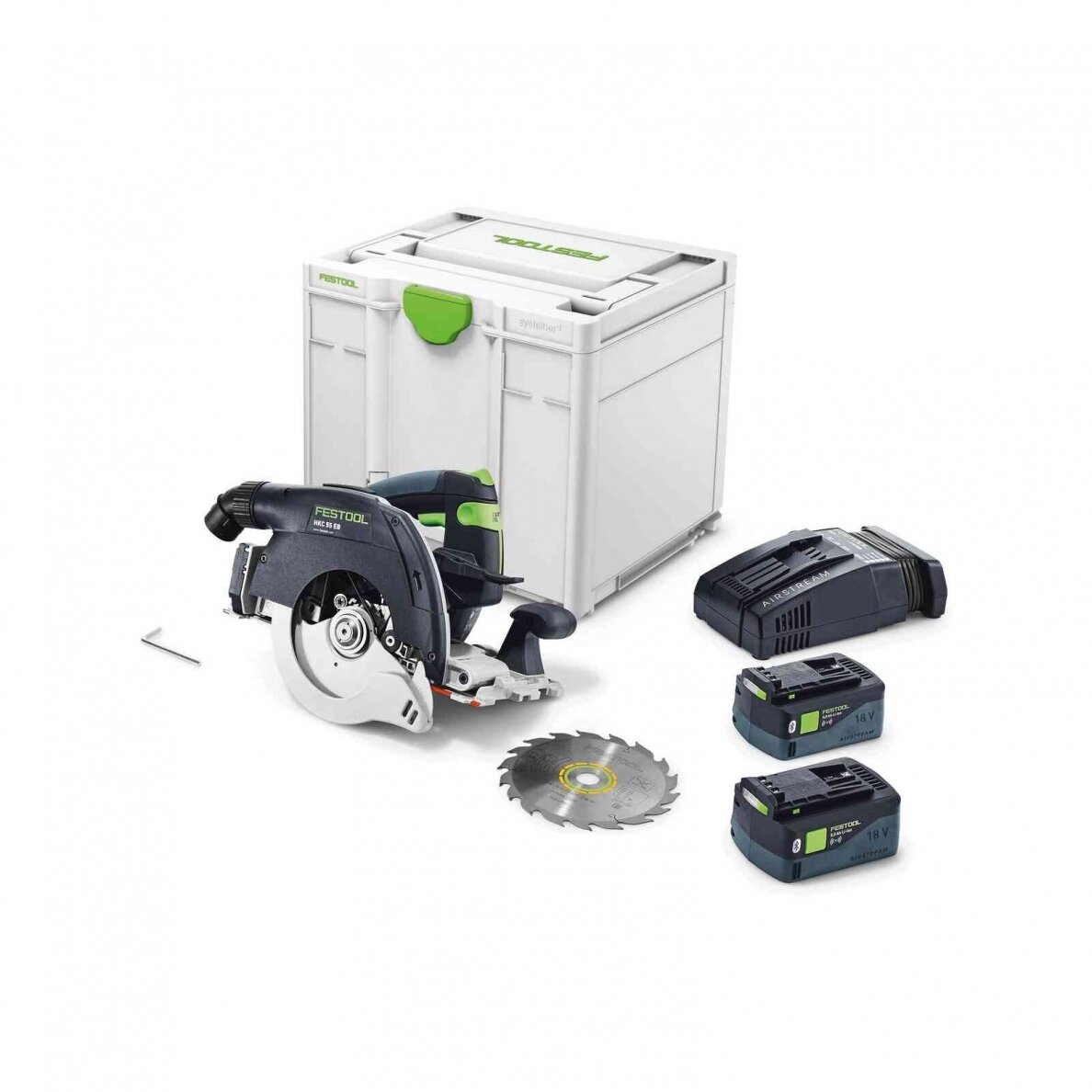 Akumuliatorinis diskinis pjūklas Festool HKC 55 5,0 EBI-Plus-SCA, 18 V, 2 x 5,0 Ah, (577678) Akumuliatorinis diskinis pjūklas Festool HKC 55 5,0 EBI-Plus-SCA, 18 V, 2 x 5,0 Ah, (577678)