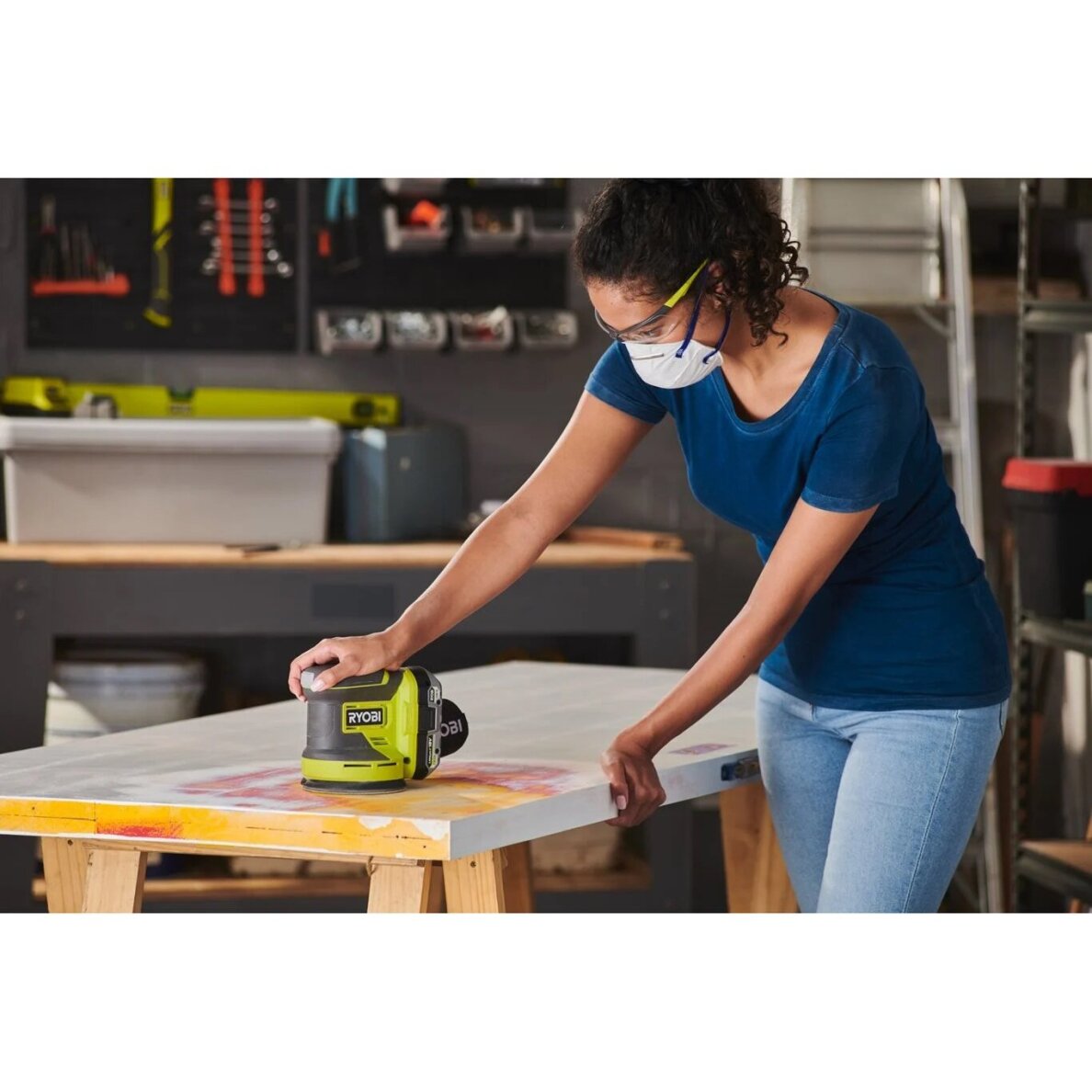 Akumuliatorinis ekscentrinis šlifuoklis Ryobi RROS18-0, 18 V, (be akum. ir krov.) 4 Akumuliatorinis ekscentrinis šlifuoklis Ryobi RROS18-0, 18 V, (be akum. ir krov.) 4