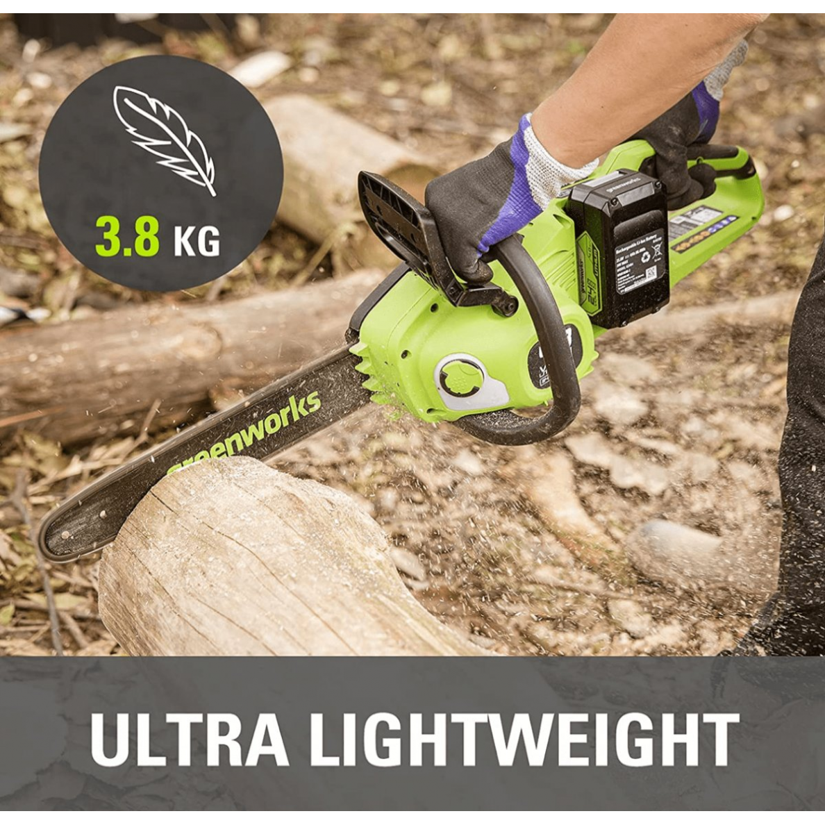 Akumuliatorinis grandininis pjūklas Greenworks GD24X2CS36K4x, 48 V(2x24 V), 2x4,0 Ah, 36 cm 1