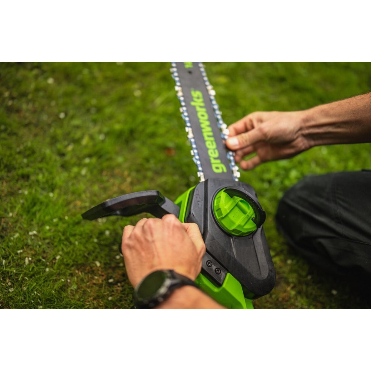 Akumuliatorinis grandininis pjūklas Greenworks GD24CS30K4, 24 V, 4,0 Ah 5