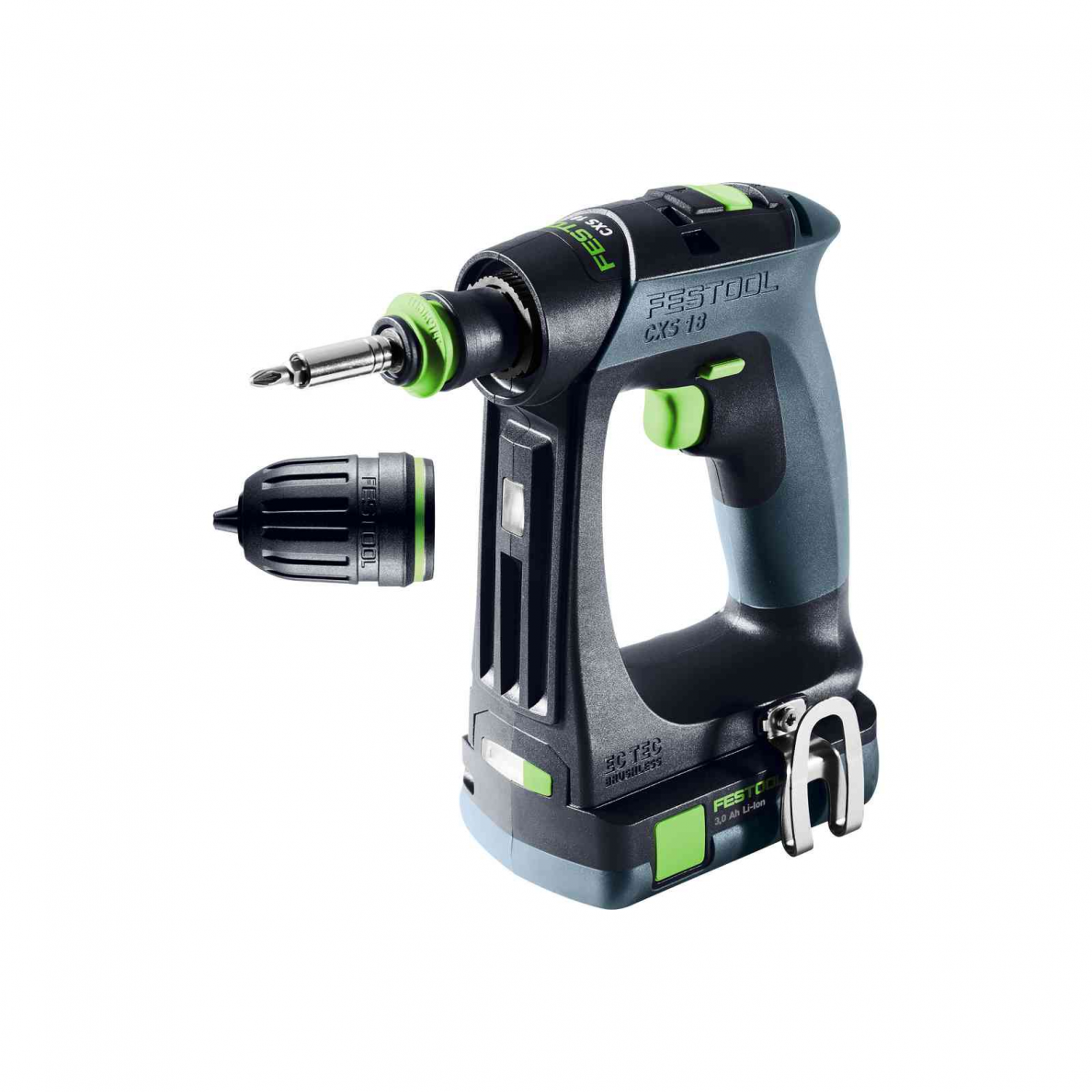 Akumuliatorinis gręžtuvas-suktuvas Festool CXS 18 C 3,0-Plus, 18 V, 2 x 3,0 Ah, (576883) 1 Akumuliatorinis gręžtuvas-suktuvas Festool CXS 18 C 3,0-Plus, 18 V, 2 x 3,0 Ah, (576883) 1