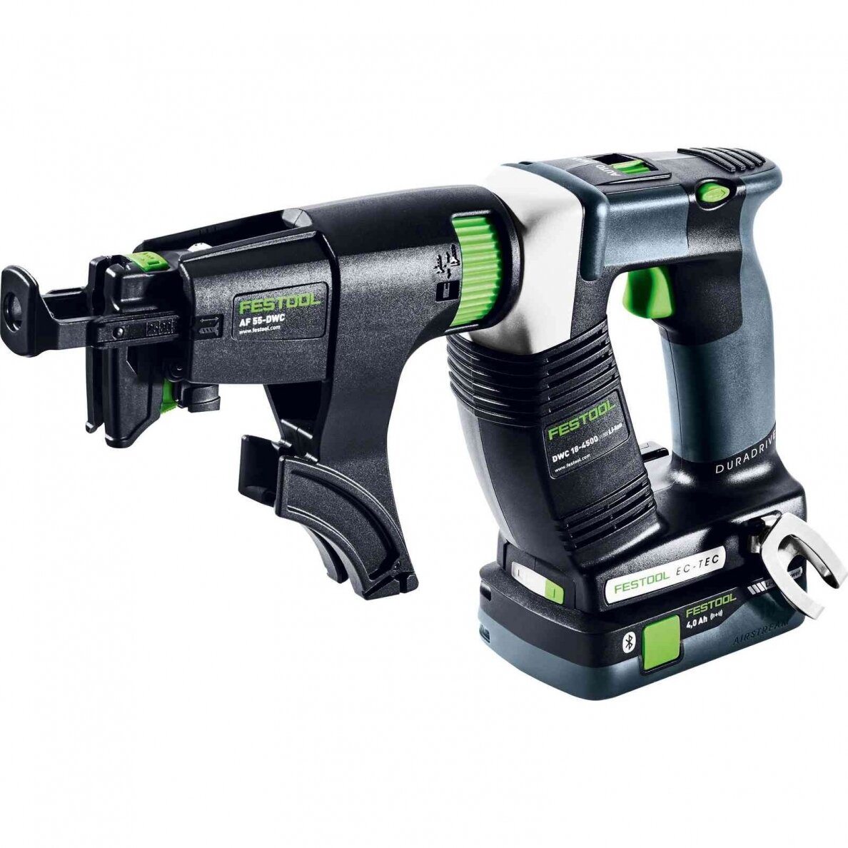 Akumuliatorinis juostinis suktuvas DURADRIVE Festool DWC 18-4500 HPC 4,0 I-Plus, 18 V, 2 x 4.0 Ah, (576502) 1 Akumuliatorinis juostinis suktuvas DURADRIVE Festool DWC 18-4500 HPC 4,0 I-Plus, 18 V, 2 x 4.0 Ah, (576502) 1