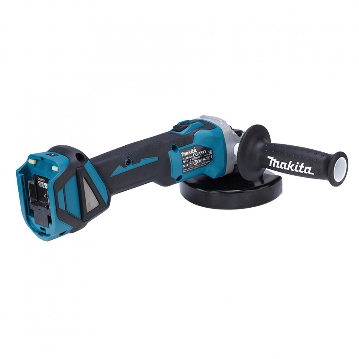 Akumuliatorinis kampinis šlifuoklis Makita DGA511RT, 18V, 5,0Ah 2 Akumuliatorinis kampinis šlifuoklis Makita DGA511RT, 18V, 5,0Ah 2