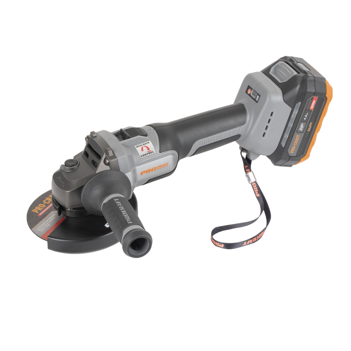 Akumuliatorinis kampinis šlifuoklis ProCraft AG125A-1B-F, 20 V, 4 Ah 3 Akumuliatorinis kampinis šlifuoklis ProCraft AG125A-1B-F, 20 V, 4 Ah 3