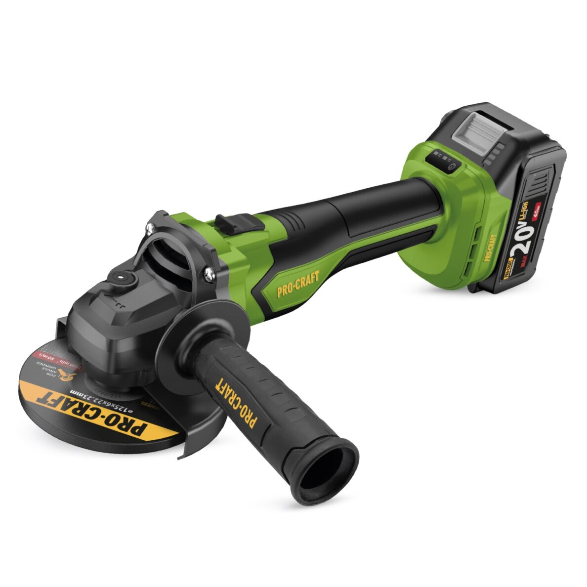 Akumuliatorinis kampinis šlifuoklis ProCraft PGA22-1B-C, 20 V, 4,0 Ah 2