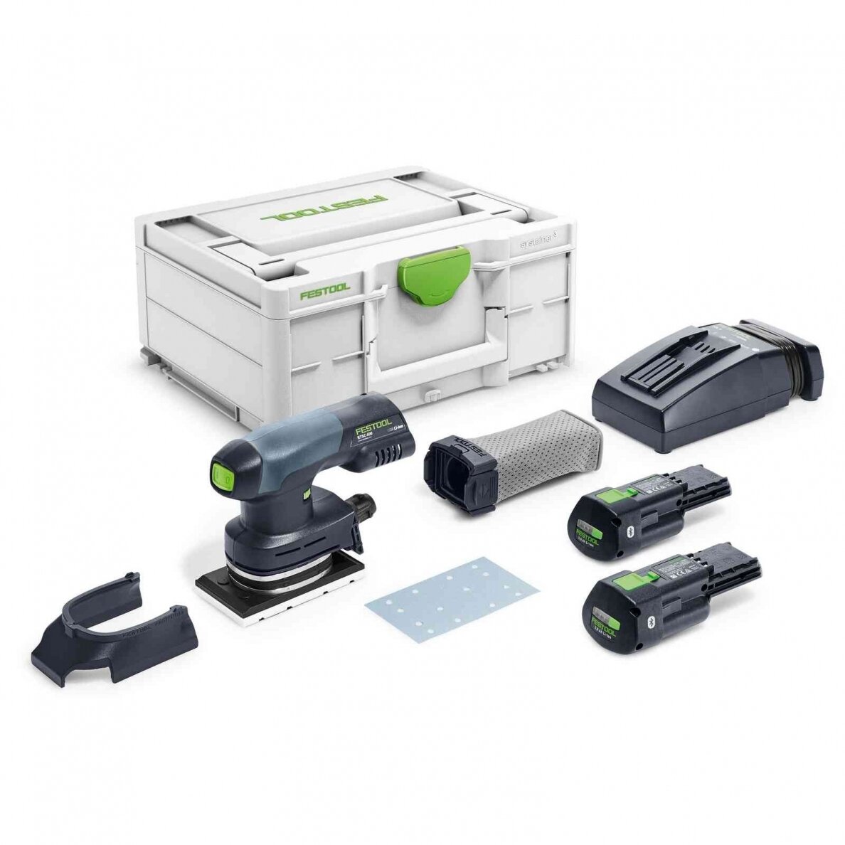 Akumuliatorinis plokštuminis šlifuoklis Rutscher Festool RTSC 400 3,0 I-Plus, 18 V, 2 x 3,0 Ah, (577686) Akumuliatorinis plokštuminis šlifuoklis Rutscher Festool RTSC 400 3,0 I-Plus, 18 V, 2 x 3,0 Ah, (577686)