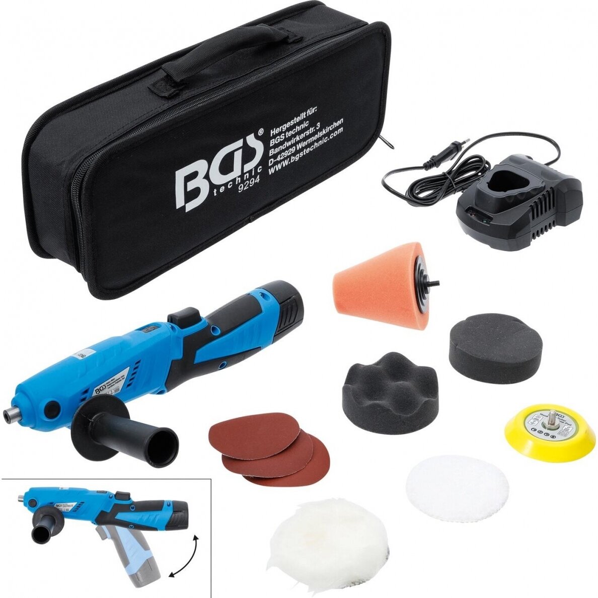 Akumuliatorinis poliruoklis BGS-Technic 9294, 10,8 V, 1.5 Ah Akumuliatorinis poliruoklis BGS-Technic 9294, 10,8 V, 1.5 Ah