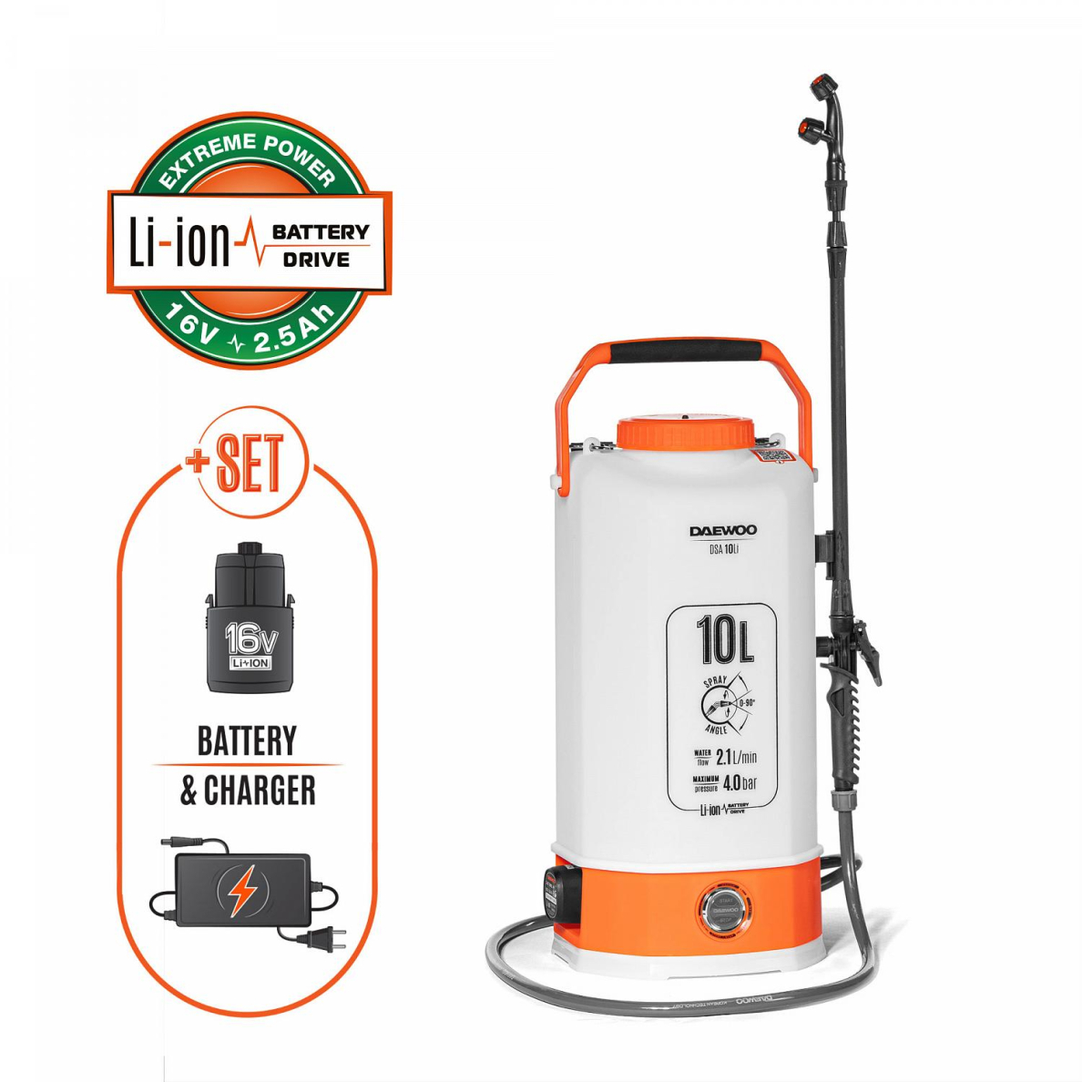 Akumuliatorinis purkštuvas DAEWOO DSA 10Li, 16 V Akumuliatorinis purkštuvas DAEWOO DSA 10Li, 16 V