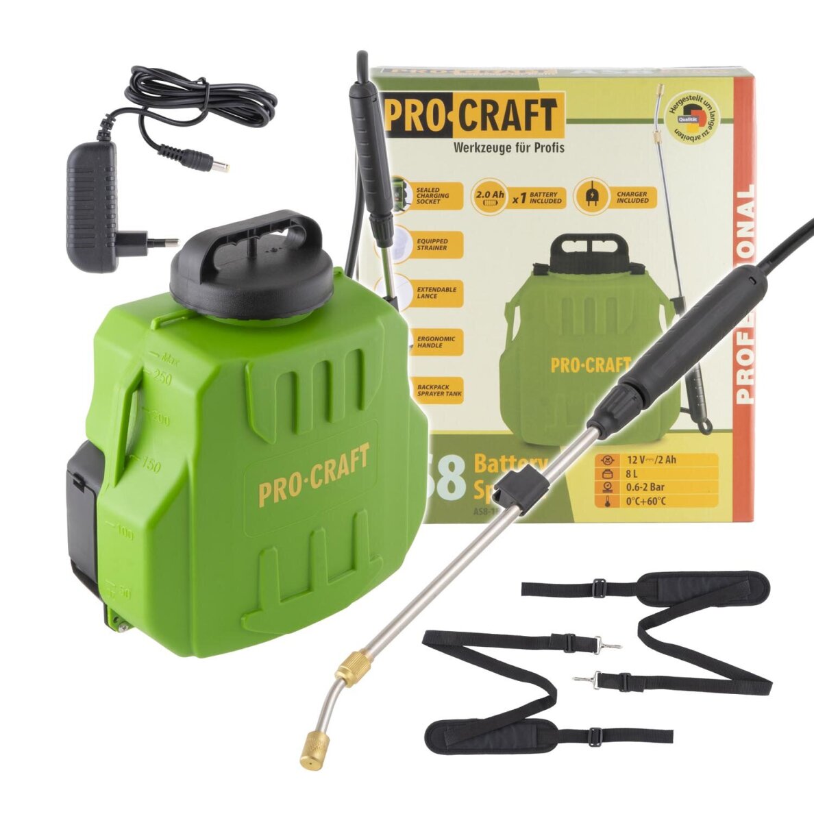 Akumuliatorinis purkštuvas Procraft AS8 (8L, 12V, 2Ah)