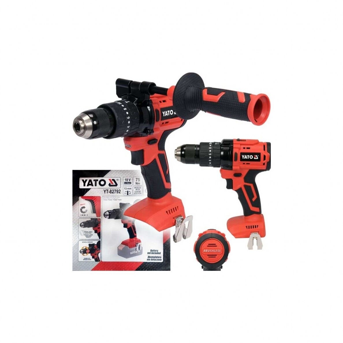 Akumuliatorinis smūginis gręžtuvas | bešepetėlinis | 75 Nm | be akumuliatoriaus (YT-82792) 1 Akumuliatorinis smūginis gręžtuvas | bešepetėlinis | 75 Nm | be akumuliatoriaus (YT-82792) 1