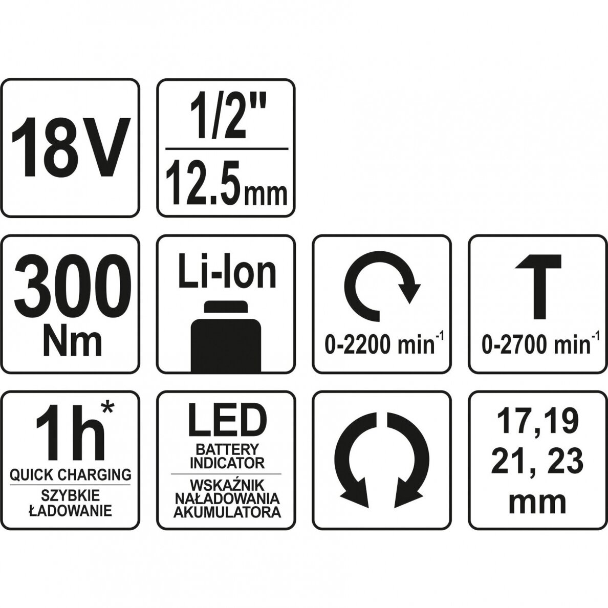 Akumuliatorinis smūginis veržliaraktis Yato, 300 Nm, 18V, 1/2" 4