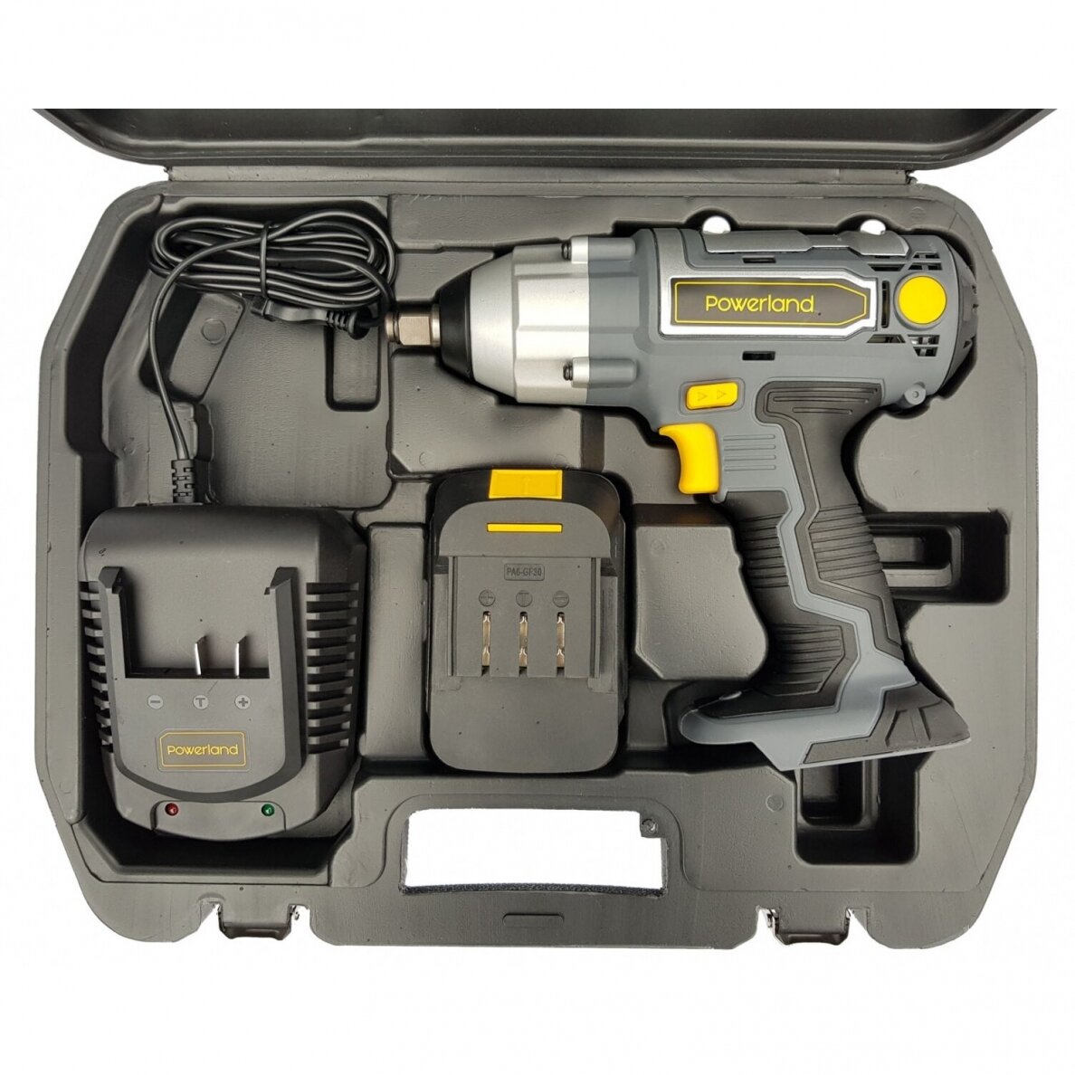 Akumuliatorinis smūginis veržliasūkis Powerland 420Nm, 18V 1 Akumuliatorinis smūginis veržliasūkis Powerland 420Nm, 18V 1