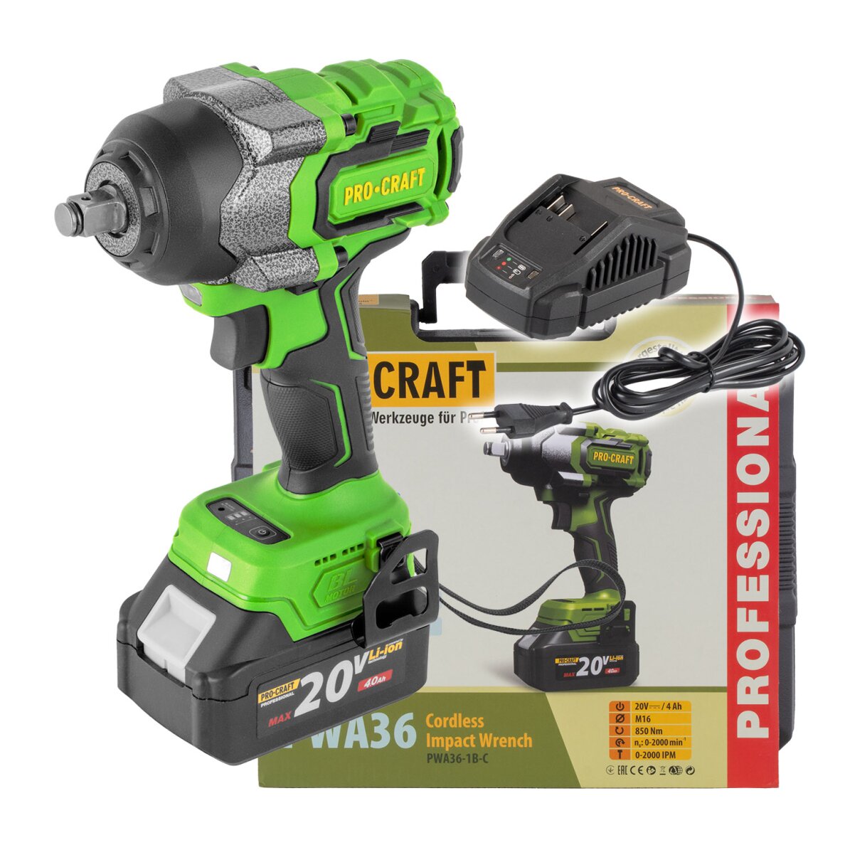 Akumuliatorinis smūginis veržliasukis „ProCraft PWA36 1B” 19