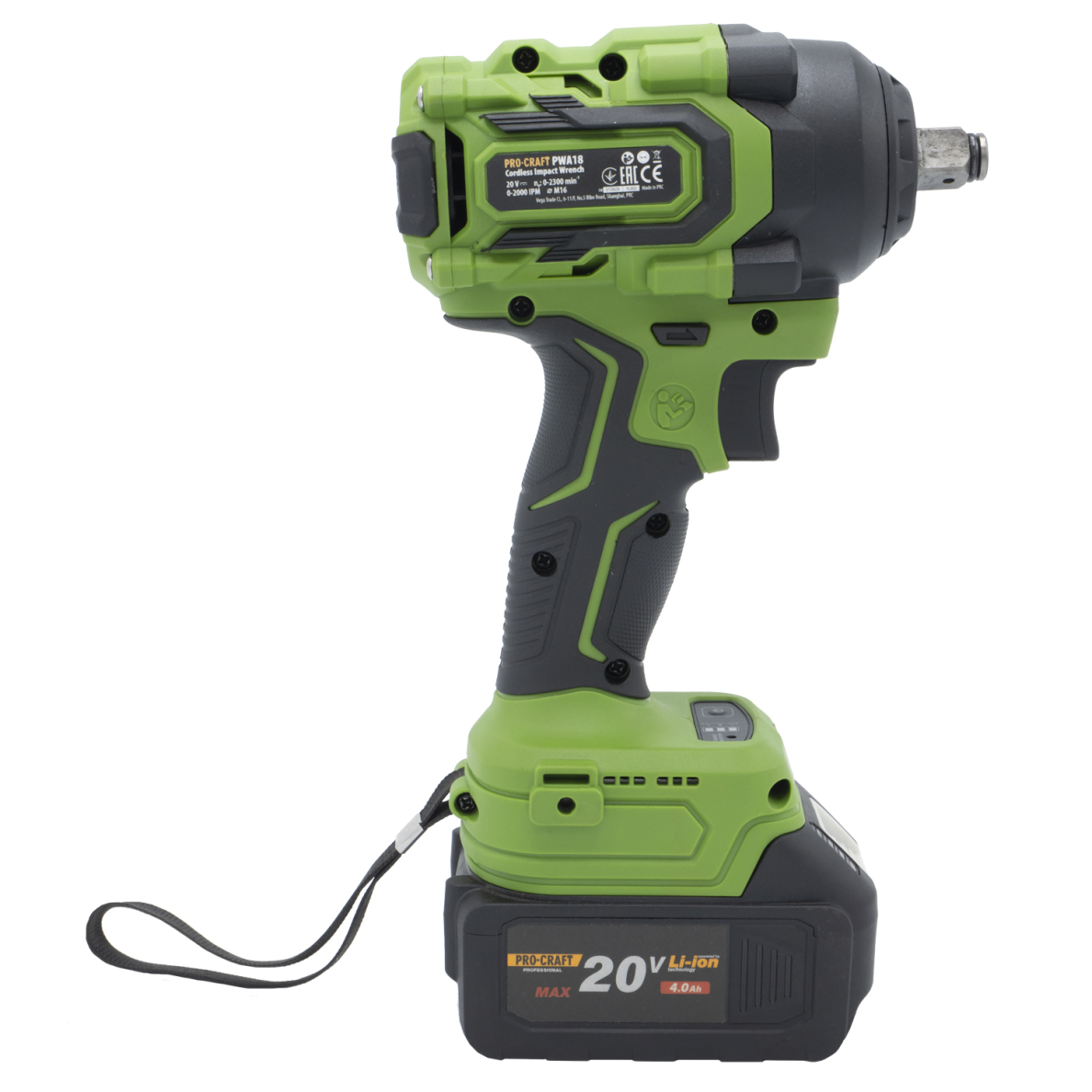 Akumuliatorinis smūginis veržliasukis ProCraft PWA18, 20 V, 550 Nm, (be akum. ir krov.) 3 Akumuliatorinis smūginis veržliasukis ProCraft PWA18, 20 V, 550 Nm, (be akum. ir krov.) 3