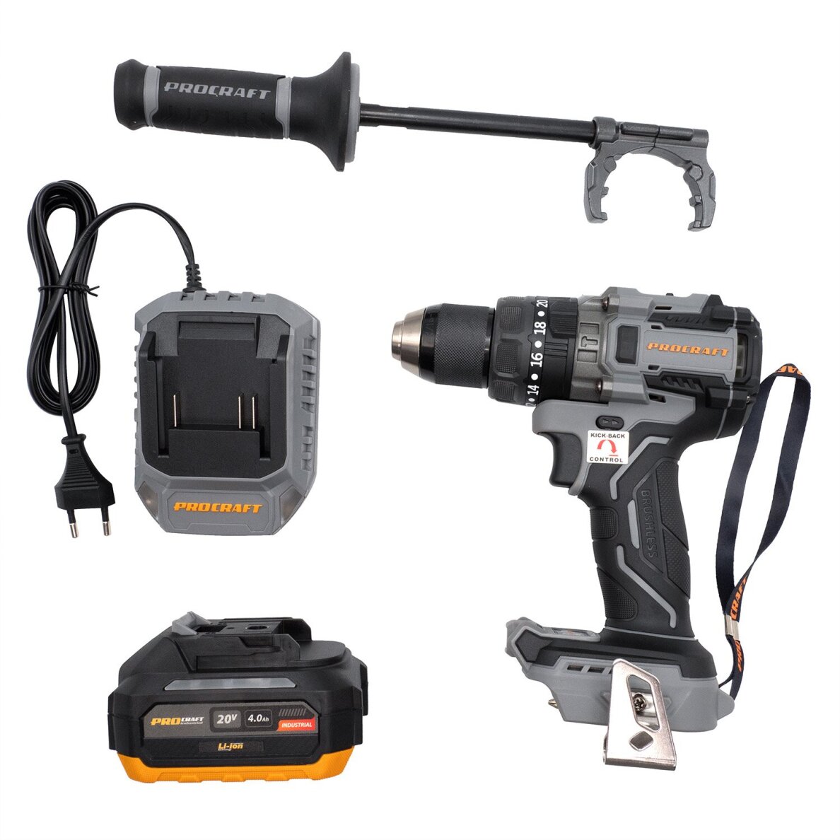 Akumuliatorinis suktuvas - gręžtuvas ProCraft CD20B-1b, 20 V, 1x4.0 Ah, 150Nm 1