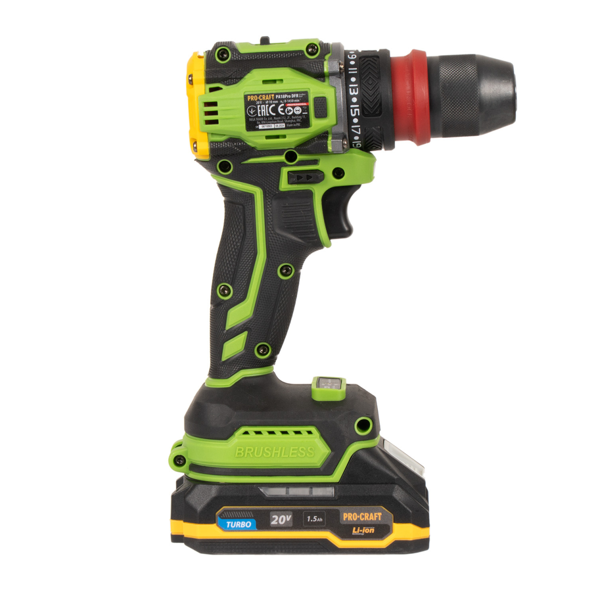 Akumuliatorinis suktuvas - gręžtuvas ProCraft PA18Pro DFR, 20 V, 1,5Ah 3 Akumuliatorinis suktuvas - gręžtuvas ProCraft PA18Pro DFR, 20 V, 1,5Ah 3