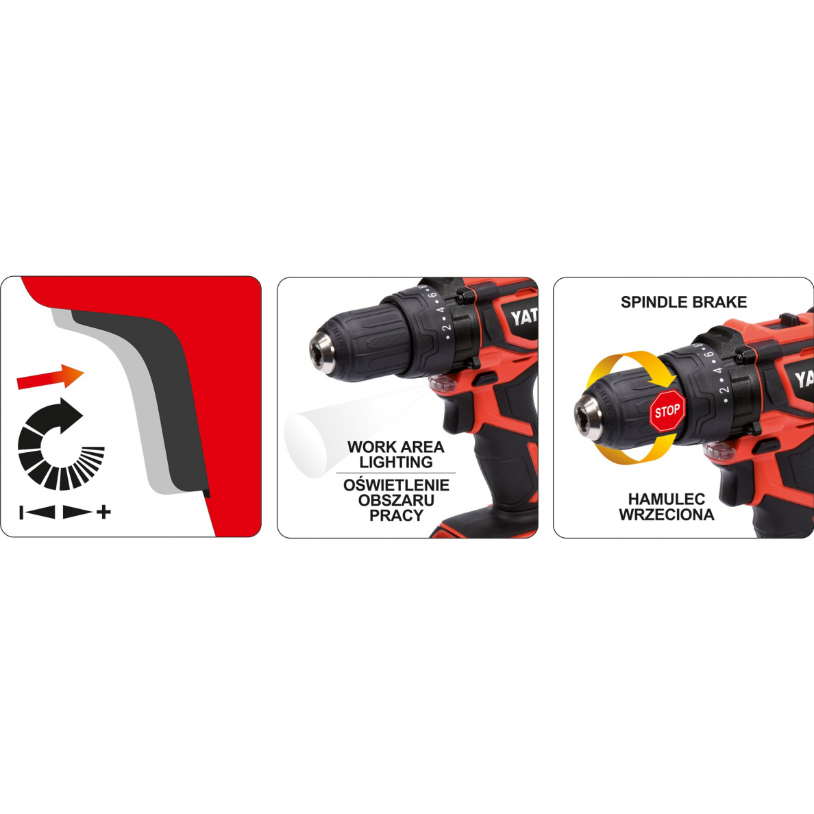 Akumuliatorinis suktuvas-gręžtuvas Yato, 18 V, 2,0 Ah, bešepetėlinis variklis 4 Akumuliatorinis suktuvas-gręžtuvas Yato, 18 V, 2,0 Ah, bešepetėlinis variklis 4