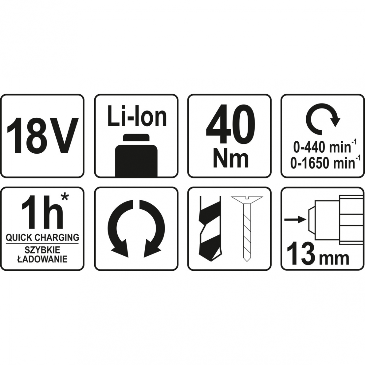 Akumuliatorinis suktuvas-gręžtuvas Yato, 18 V, 2 greičiai, (be akum. ir krov.) 3 Akumuliatorinis suktuvas-gręžtuvas Yato, 18 V, 2 greičiai, (be akum. ir krov.) 3