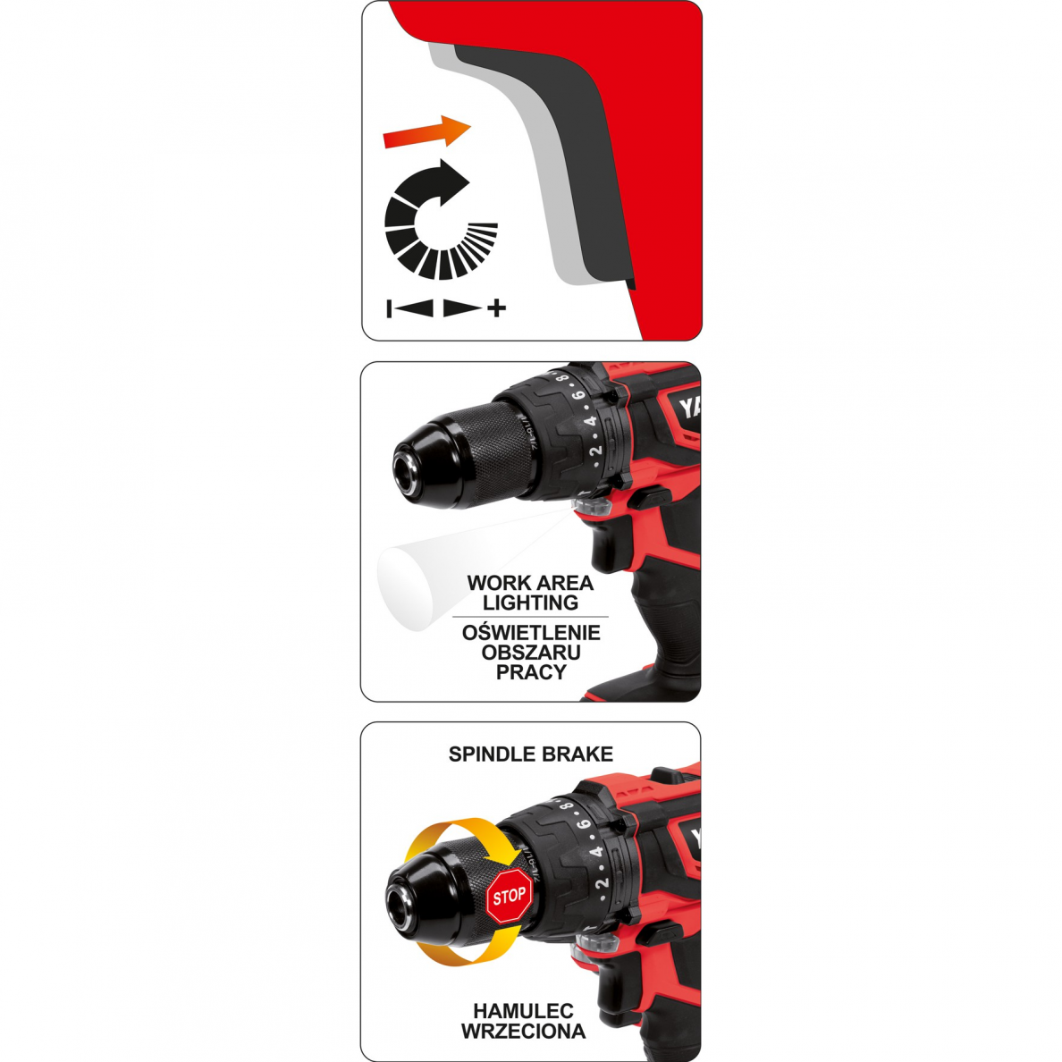 Akumuliatorinis smūginis suktuvas-gręžtuvas Yato, 18 V, 2,0 Ah 4 Akumuliatorinis smūginis suktuvas-gręžtuvas Yato, 18 V, 2,0 Ah 4