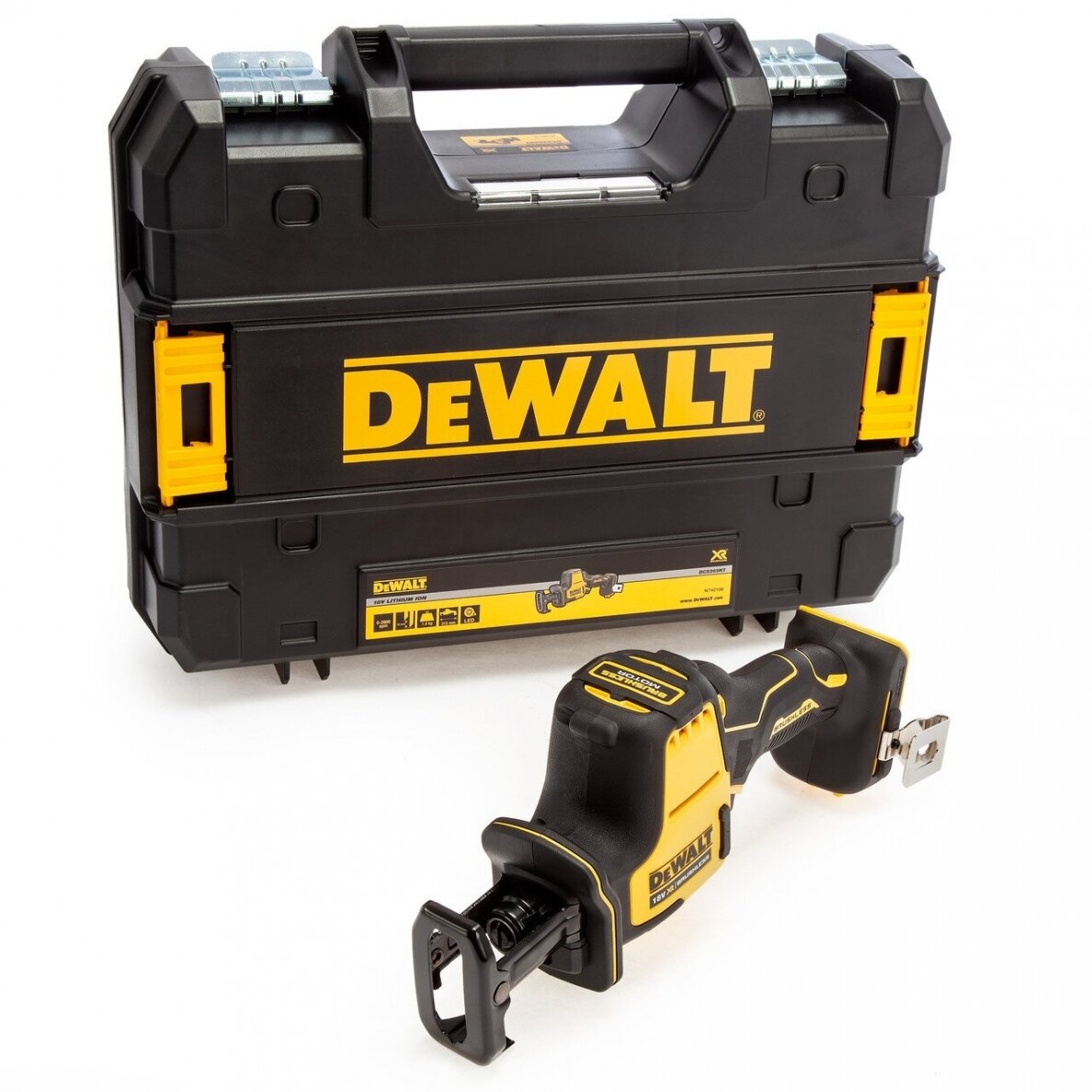 Akumuliatorinis tiesinis pjūklas DeWalt DCS369NT-XJ, 18 V, (be akum. ir krov.) + lagaminas 1 Akumuliatorinis tiesinis pjūklas DeWalt DCS369NT-XJ, 18 V, (be akum. ir krov.) + lagaminas 1
