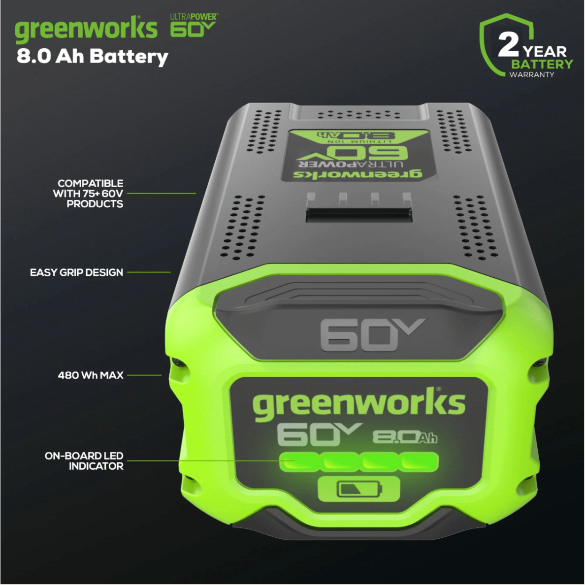Akumuliatorius baterija Greenworks G60B8, 8Ah, 60V 3