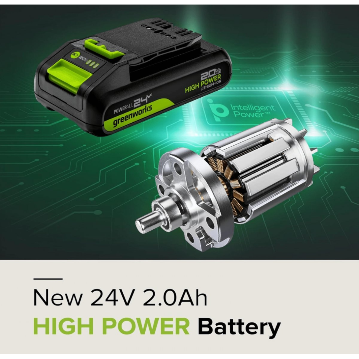 AKUMULIATORIUS HIGH PERFORMANCE Greenworks 24V 2Ah G24B2HP750 1 AKUMULIATORIUS HIGH PERFORMANCE Greenworks 24V 2Ah G24B2HP750 1